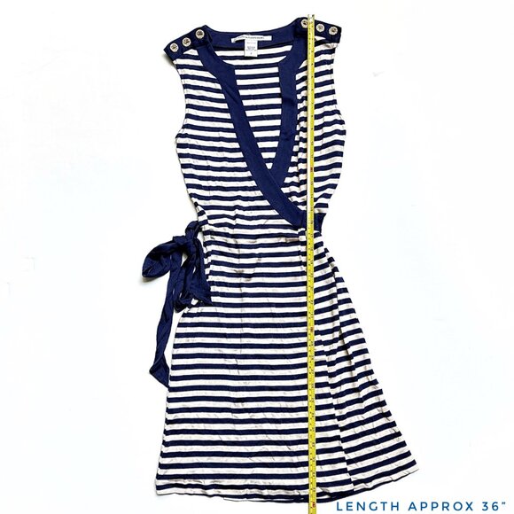 Diane Von Furstenberg | Navy and White Striped Wrap Dress - Picture 13 of 13